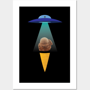 Ufo Alien Chocolate Ice Cream Abduction Posters and Art